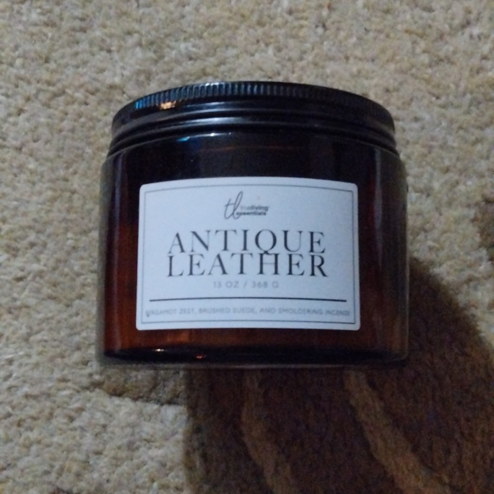 Lightly used antique leather candle